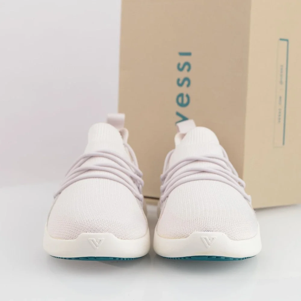 Vessi Womens Cityscape Classic Sneaker Size 8 Waterproof White Rose Lace Up Shoe